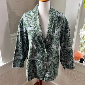 Green Forest Print Blazer Jacket Est. Size Medium (1259)